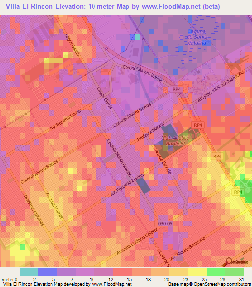 Villa El Rincon,Argentina Elevation Map
