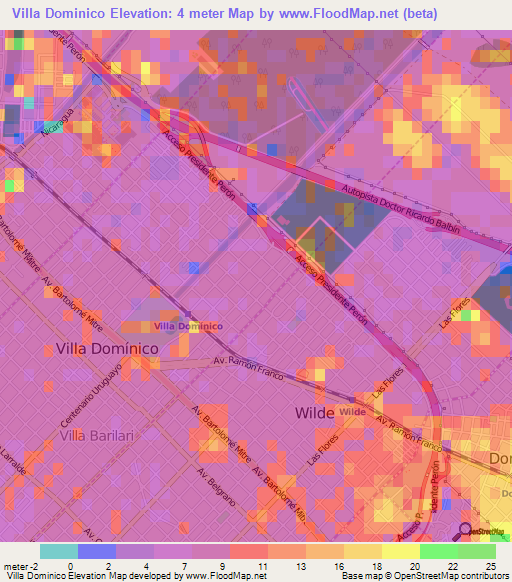 Villa Dominico,Argentina Elevation Map