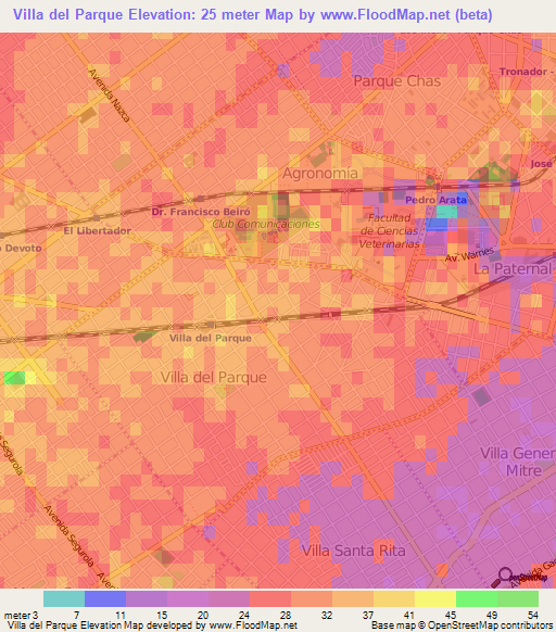 Villa del Parque,Argentina Elevation Map
