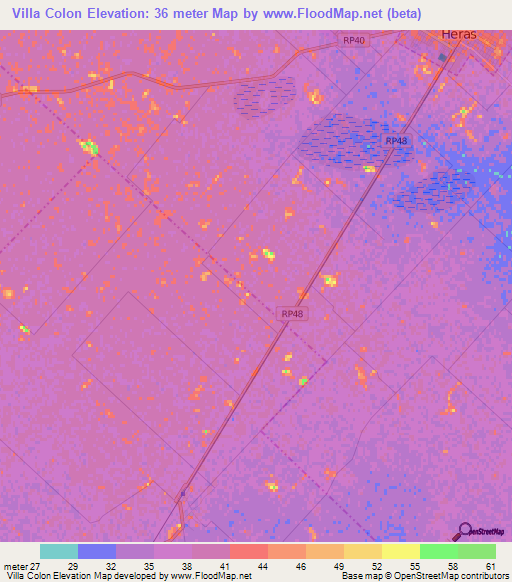 Villa Colon,Argentina Elevation Map