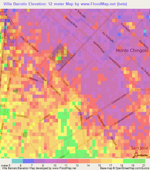Villa Barcelo,Argentina Elevation Map
