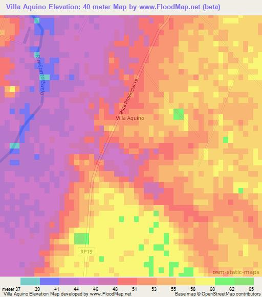 Villa Aquino,Argentina Elevation Map