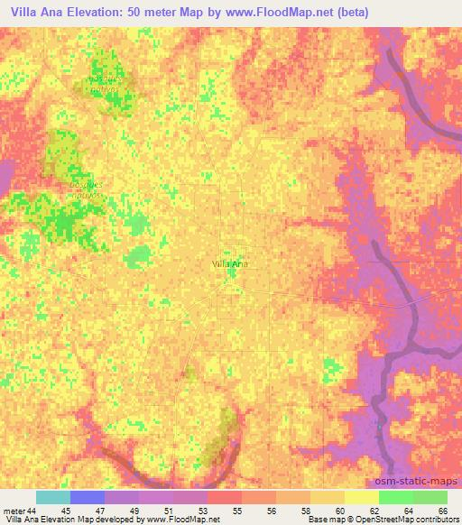 Villa Ana,Argentina Elevation Map
