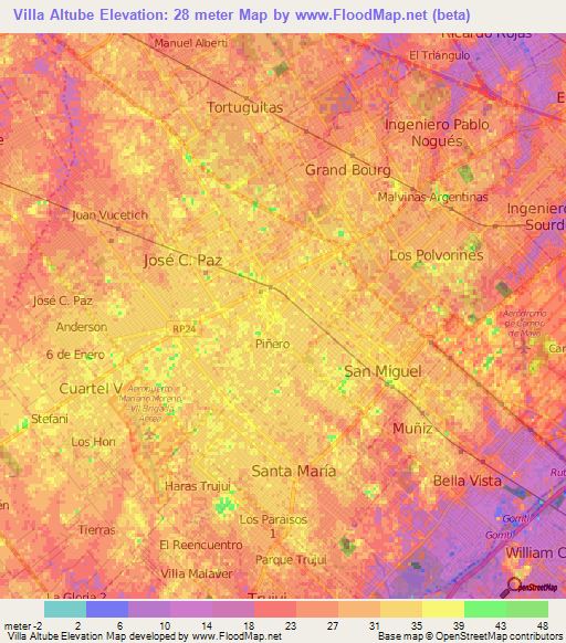Villa Altube,Argentina Elevation Map