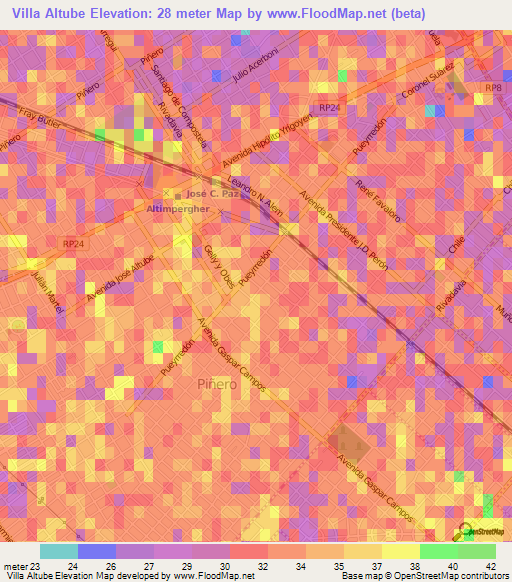 Villa Altube,Argentina Elevation Map