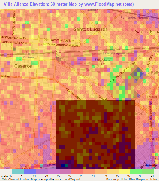 Villa Alianza,Argentina Elevation Map