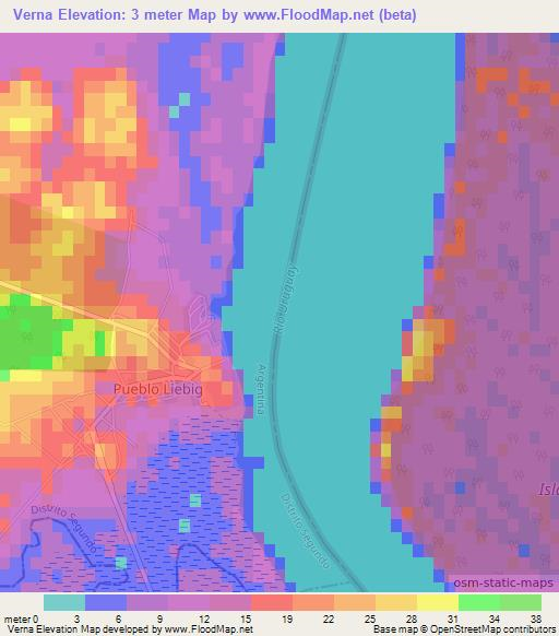 Verna,Argentina Elevation Map