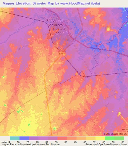 Vagues,Argentina Elevation Map