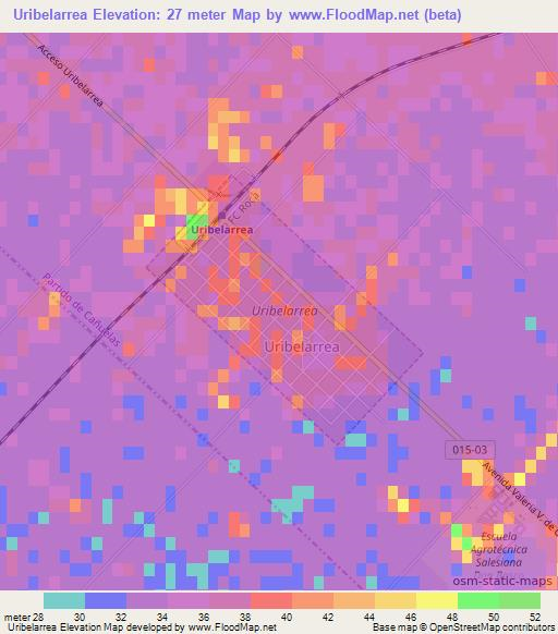 Uribelarrea,Argentina Elevation Map