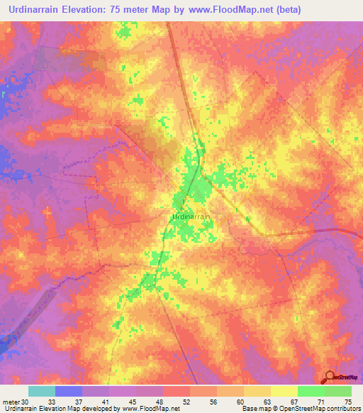 Urdinarrain,Argentina Elevation Map