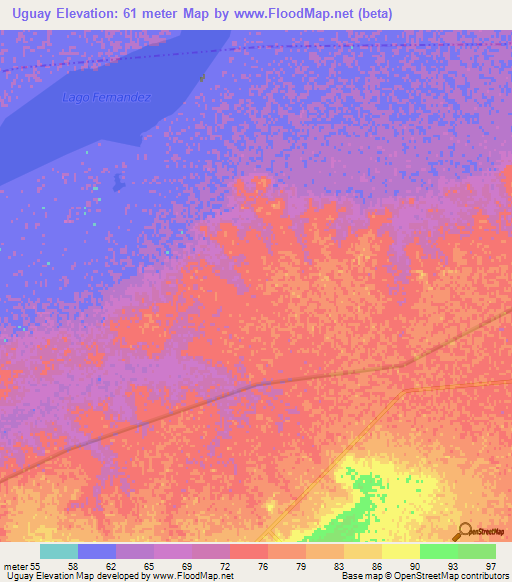 Uguay,Argentina Elevation Map