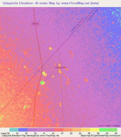 Udaquiola,Argentina Elevation Map