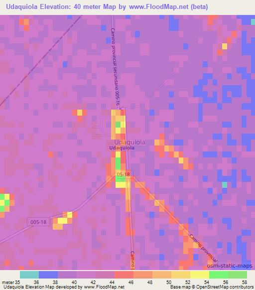Udaquiola,Argentina Elevation Map