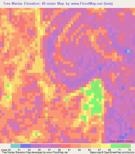 Tres Marias,Argentina Elevation Map