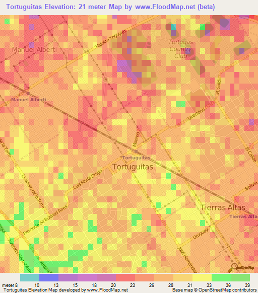 Tortuguitas,Argentina Elevation Map