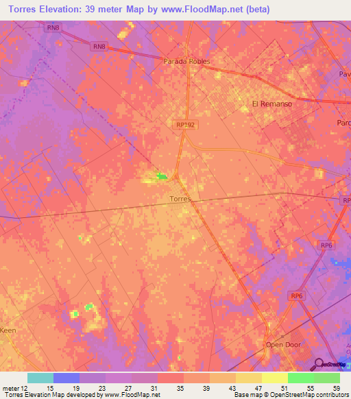 Torres,Argentina Elevation Map