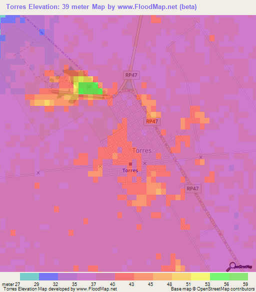 Torres,Argentina Elevation Map