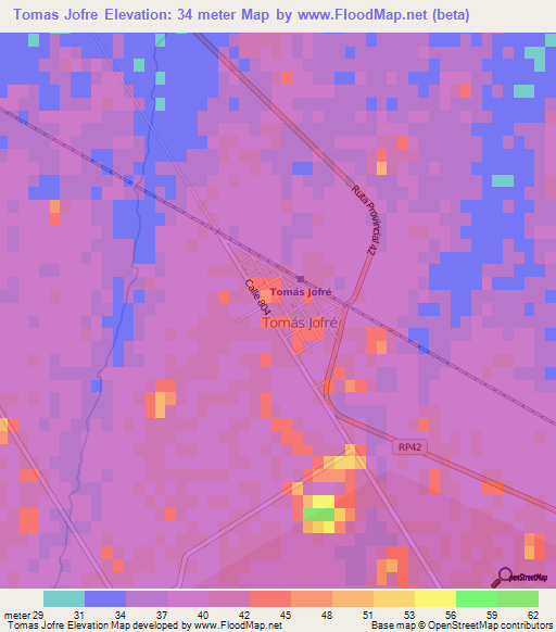 Tomas Jofre,Argentina Elevation Map