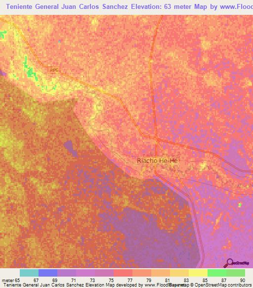 Teniente General Juan Carlos Sanchez,Argentina Elevation Map
