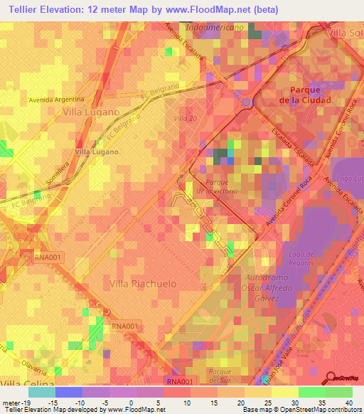 Tellier,Argentina Elevation Map