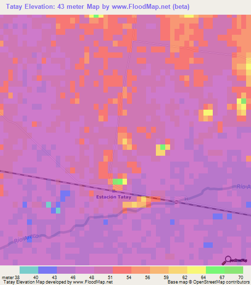 Tatay,Argentina Elevation Map
