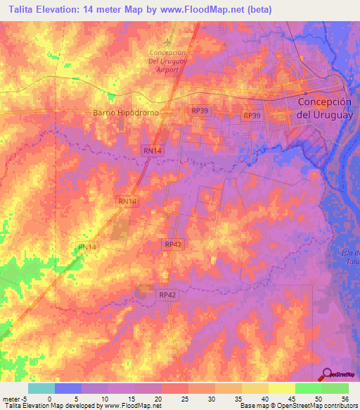 Talita,Argentina Elevation Map