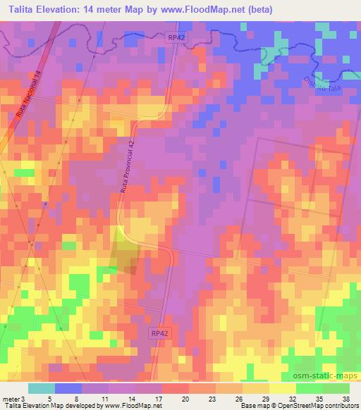 Talita,Argentina Elevation Map
