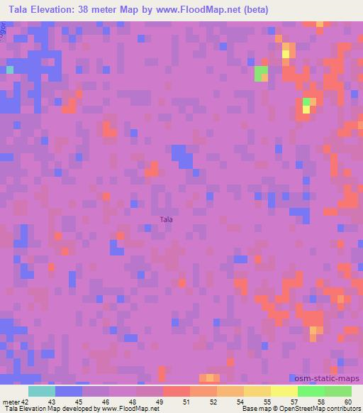 Tala,Argentina Elevation Map