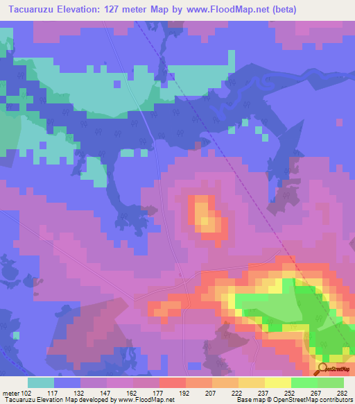 Tacuaruzu,Argentina Elevation Map