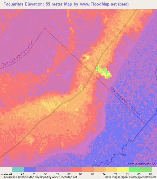 Tacuaritas,Argentina Elevation Map