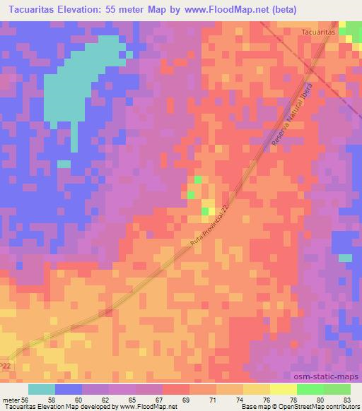 Tacuaritas,Argentina Elevation Map