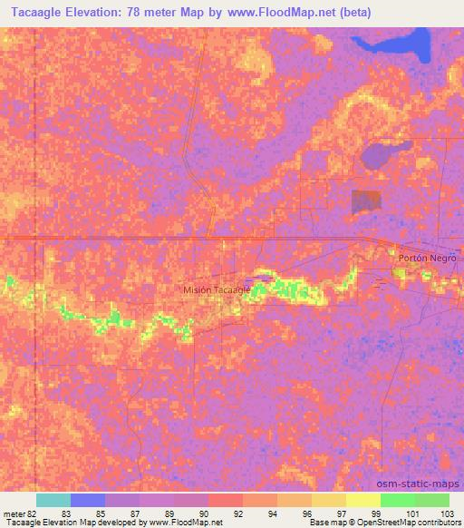 Tacaagle,Argentina Elevation Map