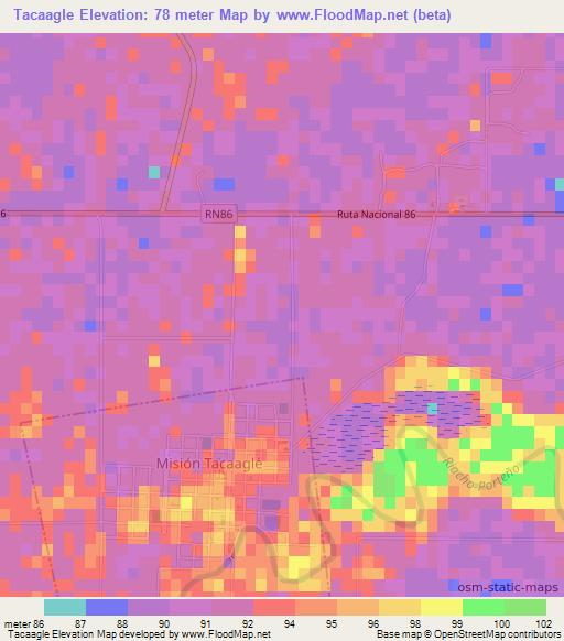 Tacaagle,Argentina Elevation Map