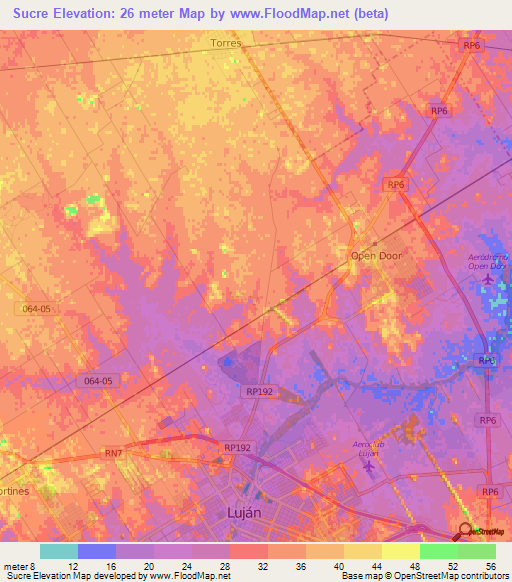 Sucre,Argentina Elevation Map