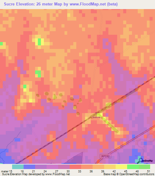 Sucre,Argentina Elevation Map