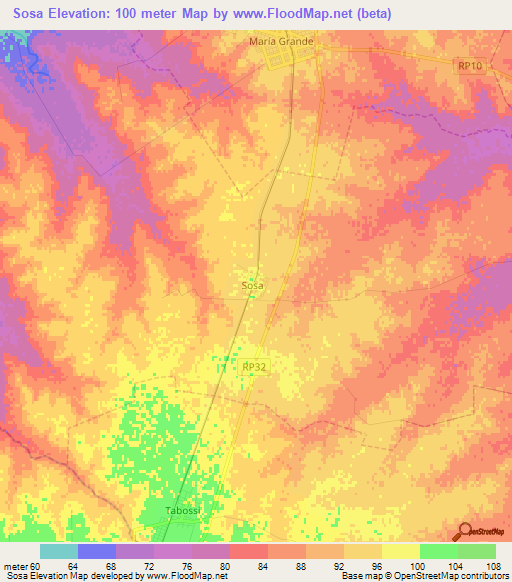 Sosa,Argentina Elevation Map