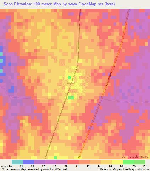 Sosa,Argentina Elevation Map