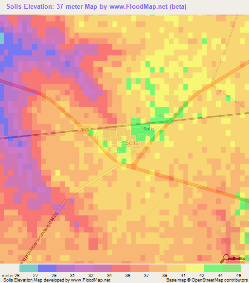 Solis,Argentina Elevation Map