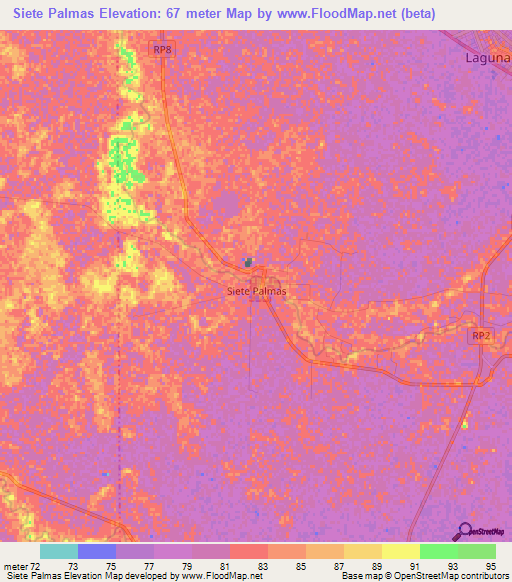 Siete Palmas,Argentina Elevation Map
