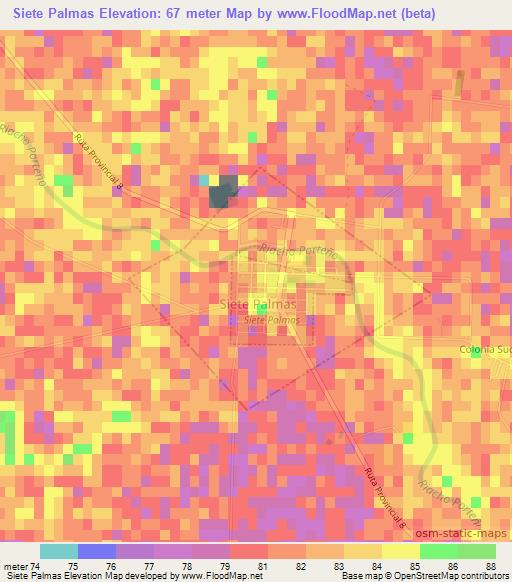Siete Palmas,Argentina Elevation Map