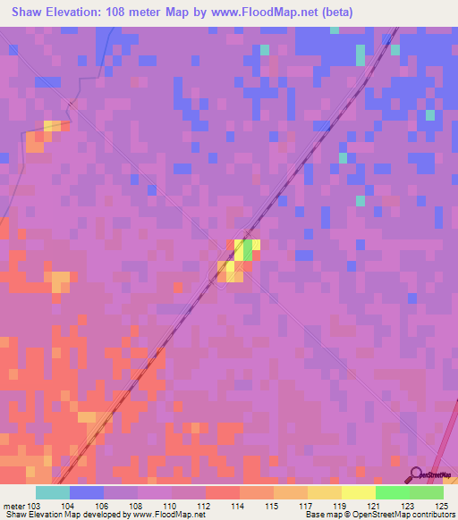 Shaw,Argentina Elevation Map