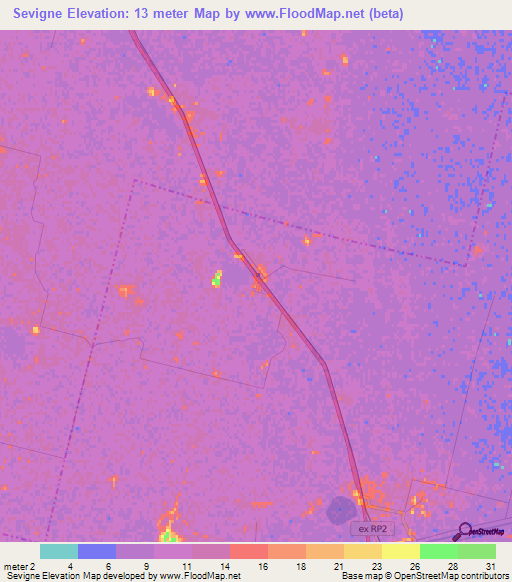 Sevigne,Argentina Elevation Map