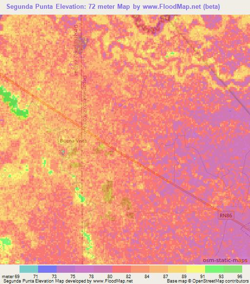 Segunda Punta,Argentina Elevation Map
