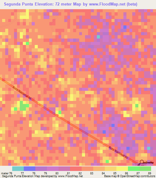Segunda Punta,Argentina Elevation Map