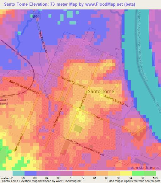 Santo Tome,Argentina Elevation Map