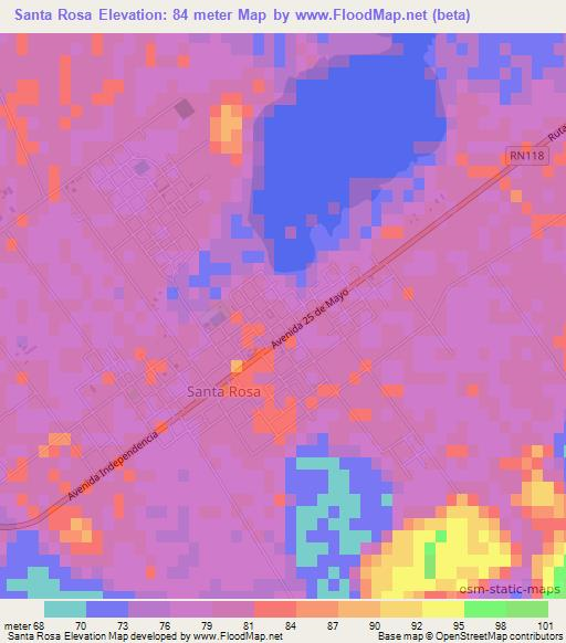 Santa Rosa,Argentina Elevation Map