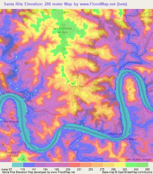 Santa Rita,Argentina Elevation Map