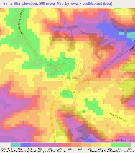 Santa Rita,Argentina Elevation Map