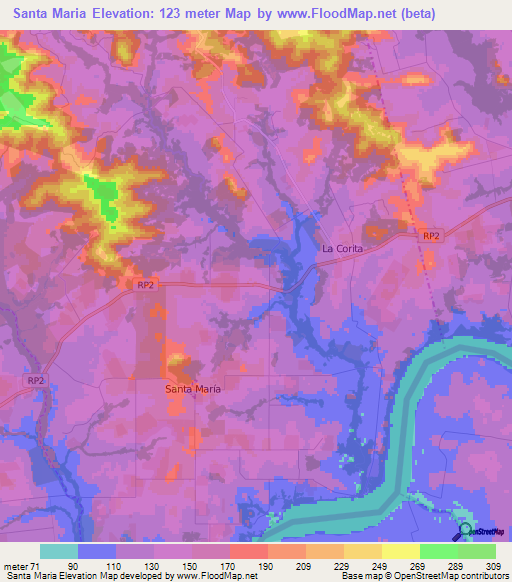 Santa Maria,Argentina Elevation Map