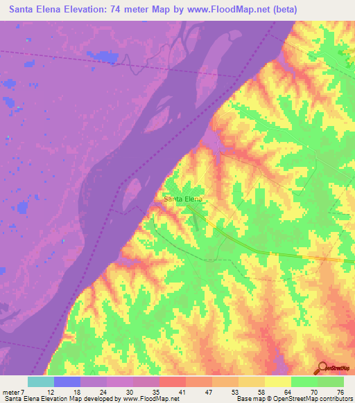 Santa Elena,Argentina Elevation Map